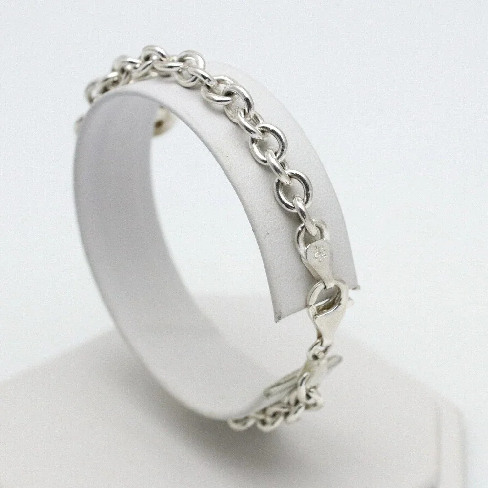 Vintage SU Sterling Silver 925 Dolphin Charm Link Bracelet 7.5"_4